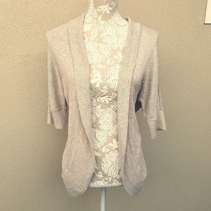 Ann Taylor Loft Open Front Beige Cardigan